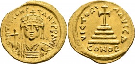 Tiberius II Constantine, 578-582. Solidus (Gold, 22 mm, 4.51 g, 6 h), Constantinopolis, 579-582. δ m TIb CONSTANT P P AVG Draped and cuirassed bust of...