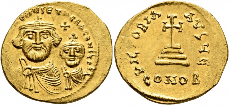 Heraclius, with Heraclius Constantine, 610-641. Solidus (Gold, 21 mm, 4.50 g, 7 ...