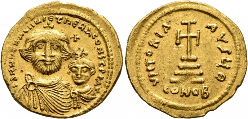 Heraclius, with Heraclius Constantine, 610-641. Solidus (Gold, 21 mm, 4.49 g, 7 ...