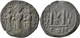 ISLAMIC, Time of the Rashidun. Pseudo-Byzantine types. Follis (Bronze, 25 mm, 4.58 g, 6 h), uncertain mint, circa AH 18-30 = AD 639-650. δ N hRaCLIЧS ...