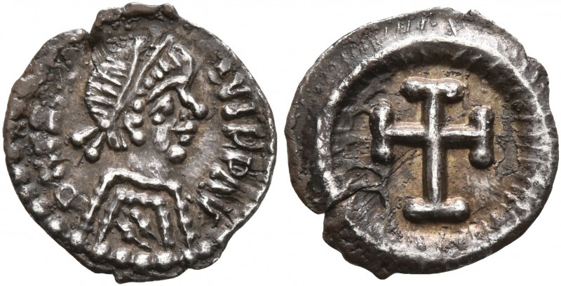 Heraclius, 610-641. 1/4 Siliqua (Silver, 11 mm, 0.39 g, 5 h), Ravenna. D N HЄRAC...