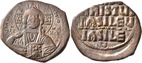 Anonymous Folles, time of Basil II & Constantine VIII, circa 976-1025. Follis (Bronze, 29 mm, 10.62 g, 6 h), Class A2, Constantinopolis. +ЄMMANOЧHΛ Ni...