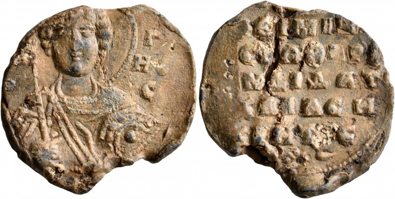Michael, spatharokandidatos and asekrites, 11th century. Seal (Lead, 26 mm, 7.91...