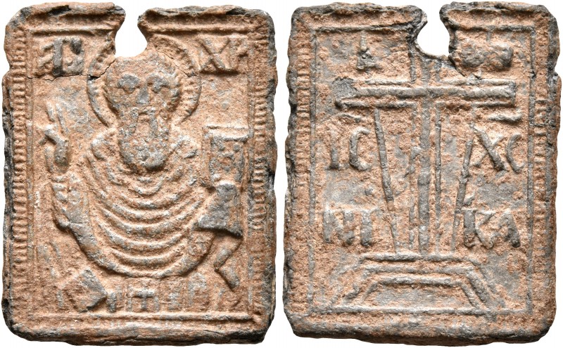 Anonymous, circa 12th-15th century. Amulet (Lead, 18x23 mm, 3.13 g, 12 h). IC-XC...