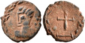 UNCERTAIN GERMANIC TRIBES, Pseudo-Imperial coinage. Late 5th century or slightly later. Nummus (Bronze, 10 mm, 0.65 g, 7 h). Bare male head to left wi...