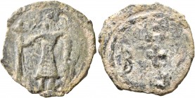 CRUSADERS. Edessa. Baldwin II, second reign, 1108-1118. Follis (Bronze, 20 mm, 3.41 g, 10 h). Count Baldwin II, dressed in chain-armour and conical he...