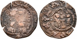 ISLAMIC, Umayyad Caliphate. temp. 'Abd al-Malik ibn Marwan, AH 65-86 / AD 685-705. Pashiz (Bronze, 12 mm, 0.37 g, 12 h), after AH 60 = AD 680. Draped ...