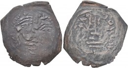 ISLAMIC, Umayyad Caliphate. temp. 'Abd al-Malik ibn Marwan, AH 65-86 / AD 685-705. Pashiz (Bronze, 20 mm, 0.31 g, 11 h), anonymous Arab-Sasanian type,...