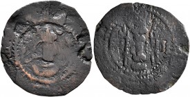 ISLAMIC, Umayyad Caliphate. temp. 'Abd al-Malik ibn Marwan, AH 65-86 / AD 685-705. Pashiz (Bronze, 24 mm, 1.64 g, 9 h), Arab Sasanian type, anonymous,...