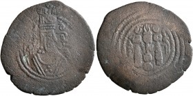 ISLAMIC, Umayyad Caliphate. temp. Yazid II ibn 'Abd al-Malik, AH 101-105 / AD 720-724. Pashiz (Bronze, 23 mm, 3.38 g, 2 h), Arab Sasanian type, citing...