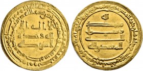 ISLAMIC, 'Abbasid Caliphate. Al-Muqtadir, second reign, AH 296-317 / AD 908-929. Dinar (Gold, 24 mm, 4.09 g, 2 h), citing the caliph al-Muqtadir billa...
