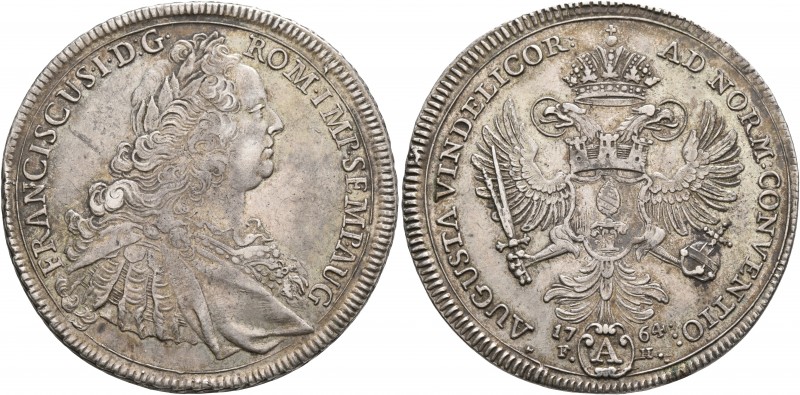 GERMANY. Augsburg (Stadt). Taler (Silver, 42 mm, 28.14 g, 1 h), in the name of F...