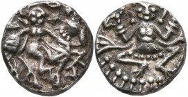 INDIA, Medieval. Hindu Rajas of Kashmir. Harsha Deva, 1089-1101. Unit (Silver, 14 mm, 3.17 g, 1 h). SRI HARSHADEVA ('Lord Harshadeva' in Sharada) Quee...