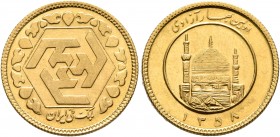IRAN, Islamic Republic. AH 1398 / AD 1979 to present. 1/2 Azadi (Gold, 19 mm, 4.09 g, 1 h), bullion issue of the National Bank of Iran. Tehran, AH 135...