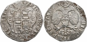 LOW COUNTRIES. Kampen. Gulden of 28 Stuivers (Silver, 40 mm, 19.87 g, 7 h), 1582. FLOR ARG CIVI IMP CAMPEN Crowned coat of arms. Rev. I MATTH I D G RO...