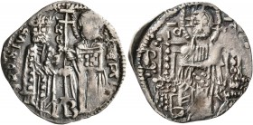 SERBIA. Stefan Uros III Decanski, king, 1321-1331. Gros (Silver, 20 mm, 1.76 g, 5 h). VROSIVS REX STЄPAN Stefan Uroš III standing facing on the left, ...