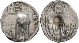 SERBIA. Stefan Uros IV Dusan, as Tsar, 1345-1355. Gros (Silver, 18 mm, 1.12 g, 1 h). [VR] •ЄL Stefan Uroš IV standing facing on the left, holding lily...