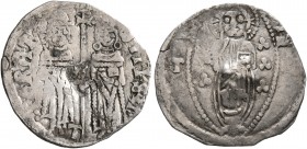 SERBIA. Stefan Uros IV Dusan, as Tsar, 1345-1355. Gros (Silver, 19 mm, 1.09 g, 5 h). STPKS Im-PЄRAT Stefan Uroš IV standing facing on the left, holdin...