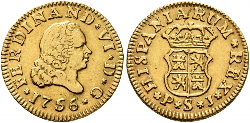 SPAIN, Reino de España. Fernando VI, 1746-1759. 1/2 Escudo (Gold, 15 mm, 1.74 g,...