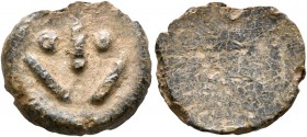 TESSERAE, Roman. Circa 1st-3rd centuries. Tessera (Lead, 13 mm, 1.78 g). Uncertain design resembling a smiley face. Rev. Blank. A curious and charming...