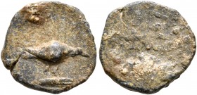 TESSERAE, Roman. Circa 1st-3rd centuries. Tessera (Lead, 12 mm, 1.40 g), circa 1st-3rd centuries. Raven standing right. Rev. Blank. Very fine.