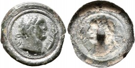 TESSERAE, Roman. Circa 4th century. Uniface Appliqué (Silvered bronze, 19 mm, 0.67 g). Pearl-diademed head imperial head (of Nero or Trajan?) to right...