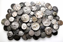 A lot containing 37 silver and 81 bronze coins. All: Greek. Fine to very fine. LOT SOLD AS IS, NO RETURNS. 118 coins in lot.