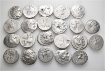 A lot containing 22 silver coins. All: Greek tetradrachms. Fine to about very fine. LOT SOLD AS IS, NO RETURNS. 22 coins in lot.