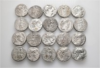 A lot containing 20 silver coins. All: Seleukid Tetradrachms. Fine to very fine, but harshly cleaned. LOT SOLD AS IS, NO RETURNS. 20 coins in lot.