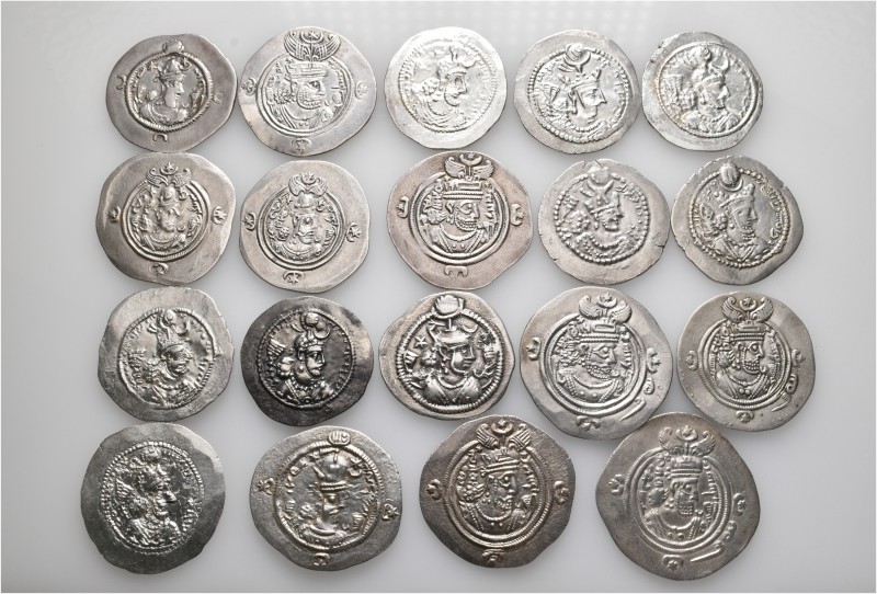 A lot containing 19 silver coins. All: Sasanian Drachms. About very fine to good...