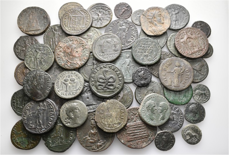 A lot containing 51 bronze coins. All: Roman Provincial. About very fine to very...