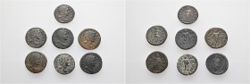 A lot containing 7 bronze coins. All: pseudo-autonomous Roman Provincial. A collection of coins from differing mints, all struck from the same obverse...