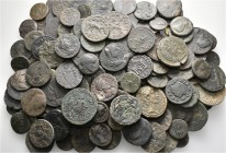 A lot containing 148 bronze coins. Includes: Mainly Roman Provincial. Fine to about very fine. LOT SOLD AS IS, NO RETURNS. 148 coins in lot.