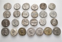 A lot containing 25 billon and silver coins. All: Roman Provincial. About very fine to very fine. LOT SOLD AS IS, NO RETURNS. 25 coins in lot.