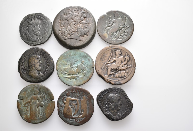 A lot containing 9 bronze coins. Includes: Roman Provincial and Roman Imperial. ...