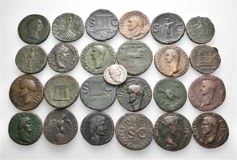 A lot containing 1 silver and 24 bronze coins. All: Roman Imperial. Fine to very...