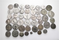 A lot containing 25 silver and 20 bronze coins. All: Roman Imperial. Fine to very fine. LOT SOLD AS IS, NO RETURNS. 45 coins in lot.