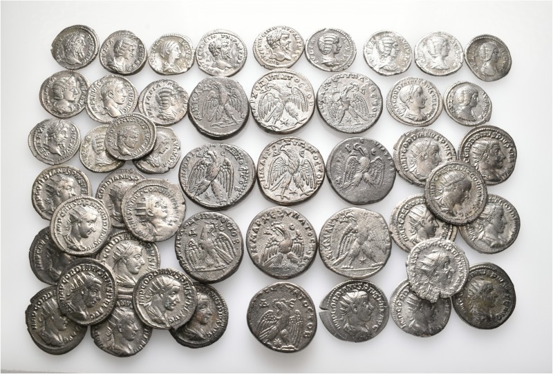 A lot containing 48 silver coins. Includes: Roman Provincial and Roman Imperial....