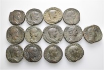 A lot containing 13 bronze coins. All: Roman Imperial Sestertii. About very fine to good very fine. LOT SOLD AS IS, NO RETURNS. 13 coins in lot.