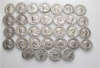 A lot containing 32 silver coins. Including: Antoniniani of Gordian III (13), Philip I (7), Otacilia Severa (2), Philip II (1), Trajan Decius (6), Her...