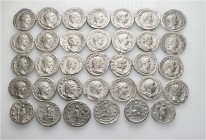 A lot containing 34 silver coins. Including: Antoniniani of Gordian III (12), Philip I (5), Otacilia Severa (2), Philip II (2), Trajan Decius (8), Her...