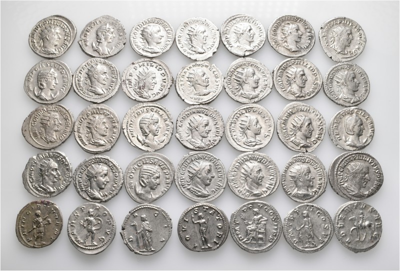 A lot containing 35 silver coins. Including: Antoniniani of Gordian III (13), Ph...
