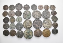 A lot containing 33 bronze coins. All: Roman Imperial. About very fine to good very fine. LOT SOLD AS IS, NO RETURNS. 33 coins in lot.