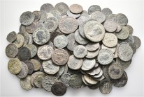 A lot containing 166 bronze coins. All: Roman Imperial. Fair to fine. LOT SOLD AS IS, NO RETURNS. 166 coins in lot.