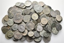 A lot containing 3 silver and 169 bronze coins. All: Roman Imperial. Fair to fine. LOT SOLD AS IS, NO RETURNS. 172 coins in lot.