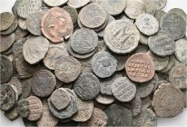 A lot containing 167 bronze coins. All: Byzantine. Fair to about very fine. LOT SOLD AS IS, NO RETURNS. 167 coins in lot.