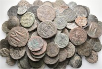 A lot containing 124 bronze coins. All: Byzantine. Fair to about very fine. LOT SOLD AS IS, NO RETURNS. 124 coins in lot.