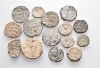 A lot containing 15 lead seals. All: Byzantine. Fine to about very fine. LOT SOLD AS IS, NO RETURNS. 15 seals in lot.