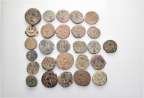 A lot containing 26 bronze coins. Includes: Mainly Arab-Byzantine. About very fine to very fine. LOT SOLD AS IS, NO RETURNS. 26 coins in lot.