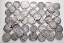 A lot containing 43 silver coins. All: Abbasid Dirhams. Fair to about very fine. LOT SOLD AS IS, NO RETURNS. 43 coins in lot.
